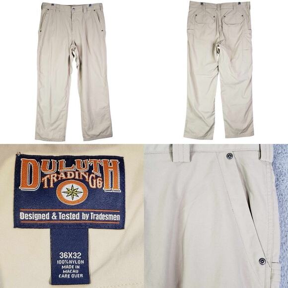 Duluth Trading Co Cargo Pants Size 36x32 Nylon 36 Tan Beige Straight Hiking - Picture 1 of 10
